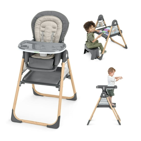 Ingenuity Proper Positioner Create Up! Multi-Mode Folding High Chair, Convertible Activity Desk, 9 Modes of Use, Ages 0M-5Y, Wesley