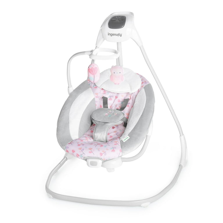 Ingenuity SimpleComfort Multi Direction Compact Baby Swing with Vibrating Seat Unisex Cassidy Pink