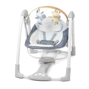 Ingenuity Swing 'n Go Portable Baby Swing, Chambray Blue, Ages 0-9 Months, Up to 20 Pounds