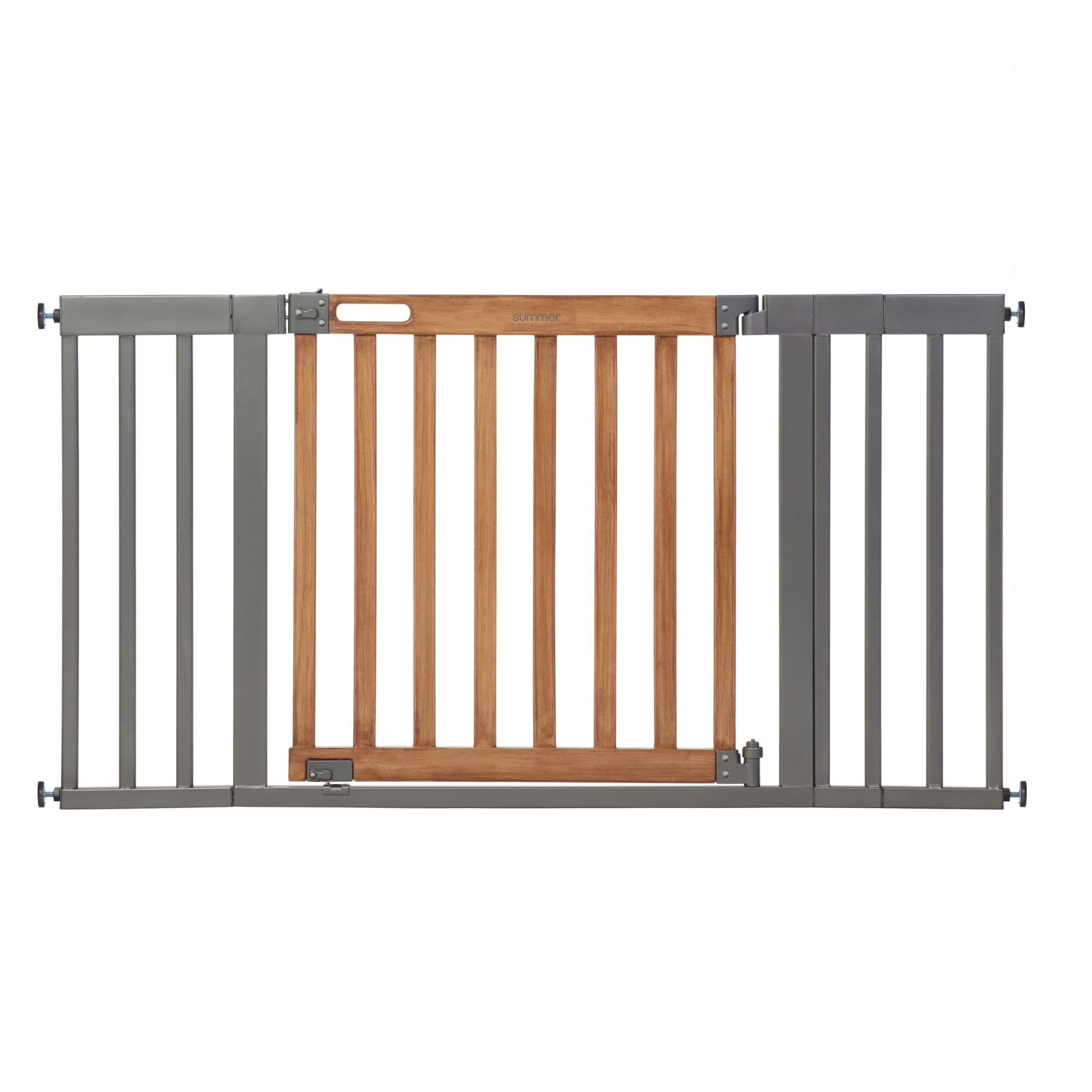 Extra Wide Honey Oak and Metal Safety Gate with Auto-Close