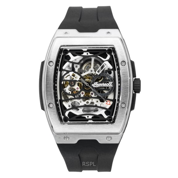 Ingersoll The Challenger Rubber Strap Black Skeleton Dial Automatic I12301 Men's Watch