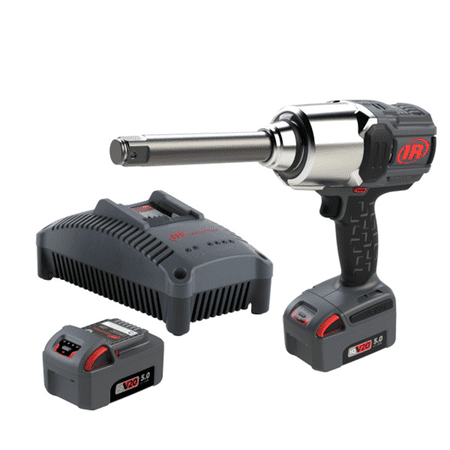 Ingersoll Rand 1" 20V Cordless Impact Wrench 2 Battery Kit, 2000 ft-lb Torque, 6" Extended Anvil, Friction Ring, Pistol
