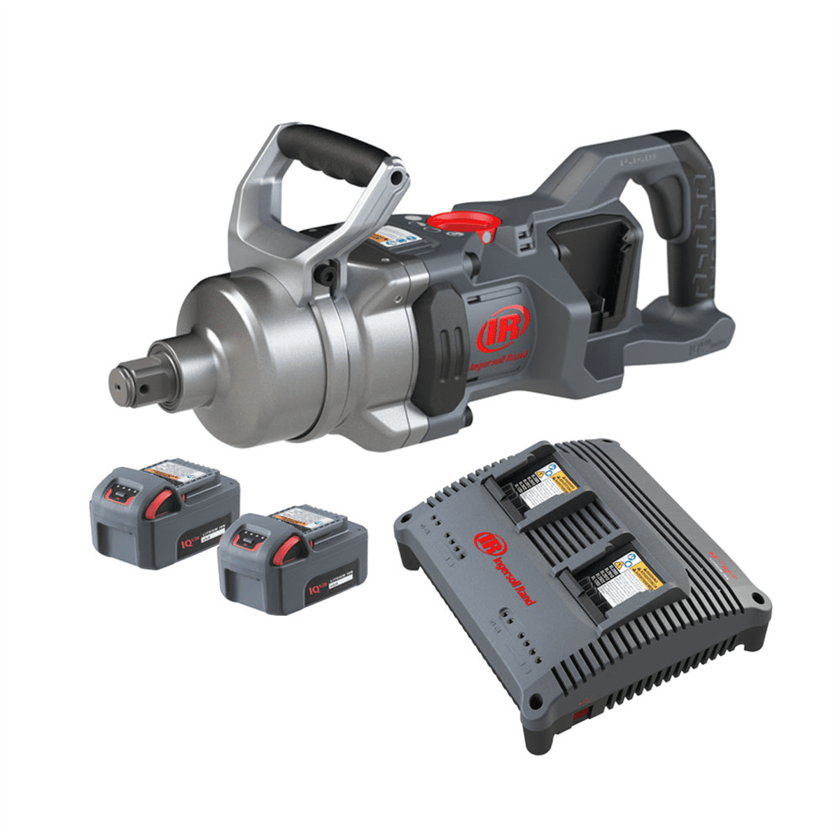 Ingersoll Rand 1 Inch 20V Cordless Impact Wrench 2 Battery Kit, 2600 ft-lb Torque, Friction Ring-Thru-hole Retainer, D-Handle
