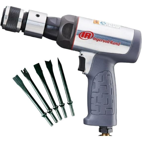 Ingersoll Rand 123MAXK Vibration Reduced Air Hammer 5-Piece Chisel Set, 3,530 BPM, 2-5/8" Stroke, Round Shank