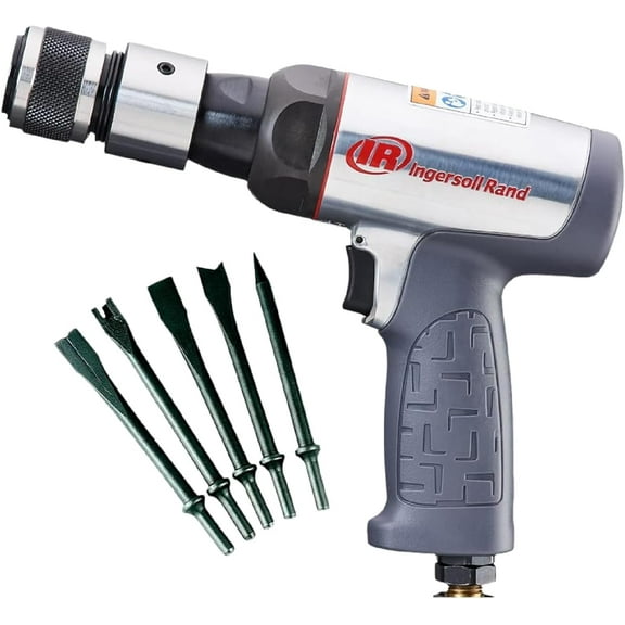 Ingersoll Rand 123MAXK Vibration Reduced Air Hammer 5-Piece Chisel Set, 3,530 BPM, 2-5/8" Stroke, Round Shank