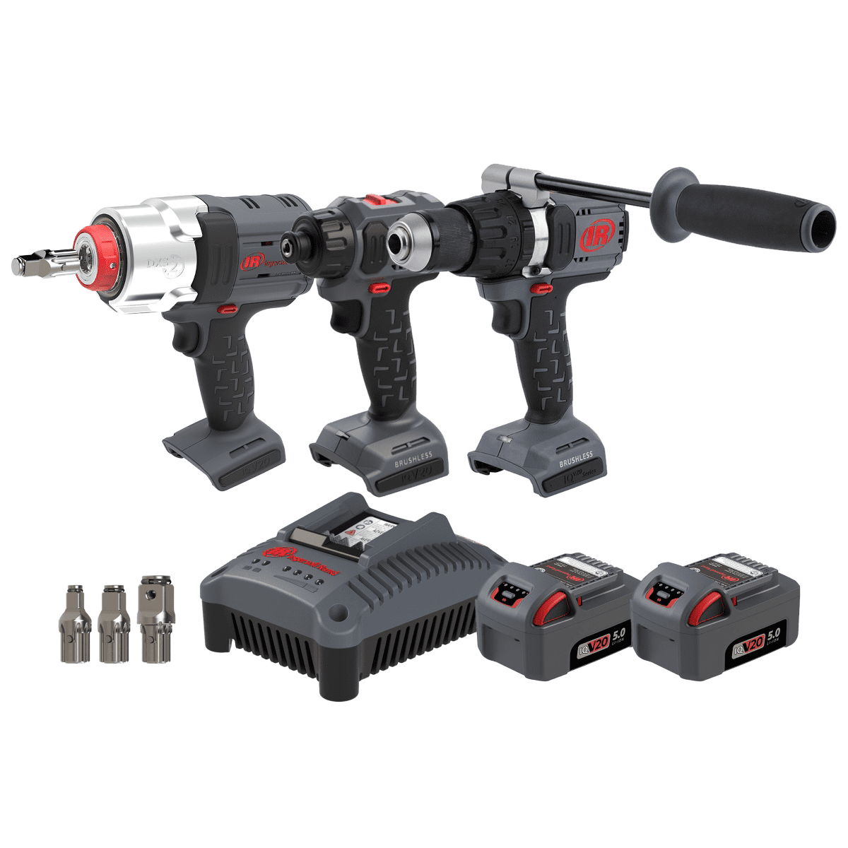 Ingersoll Rand 20V Cordless Combo Tool Kit, D3411 1/4 Inch Screwdriver, D5241 1/2 Inch Hammer Drill, W7153 DXS Impact