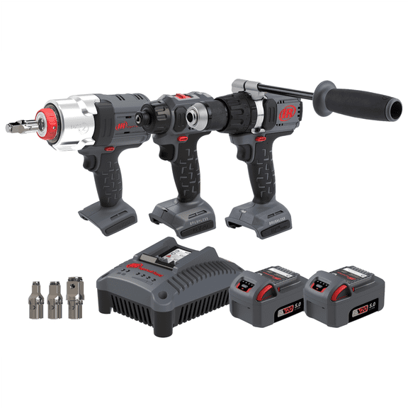 Ingersoll Rand 20V Cordless Combo Tool Kit, D3411 1/4 Inch Screwdriver, D5241 1/2 Inch Hammer Drill, W7153 DXS Impact