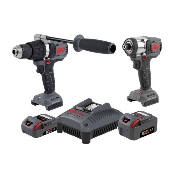 Ingersoll Rand 20V Cordless Combo Tool Kit, D5241 1/2 Inch Hammer Drill, W3111 1/4 Inch Impact Driver