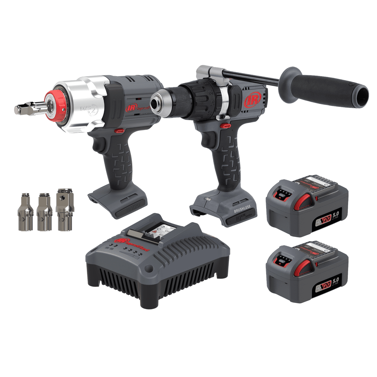 Ingersoll Rand 20V Cordless Combo Tool Kit, D5241 1/2 Inch Hammer Drill, W7153 DXS Impact Wrench
