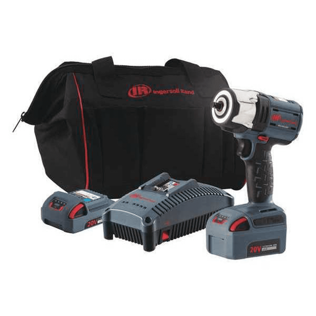 Ingersoll Rand 20V Mid-torque 3/8" Cordless Impact Wrench Kit, 550 ft-lbs Nut-busting Torque, 2 Batteries and Charger