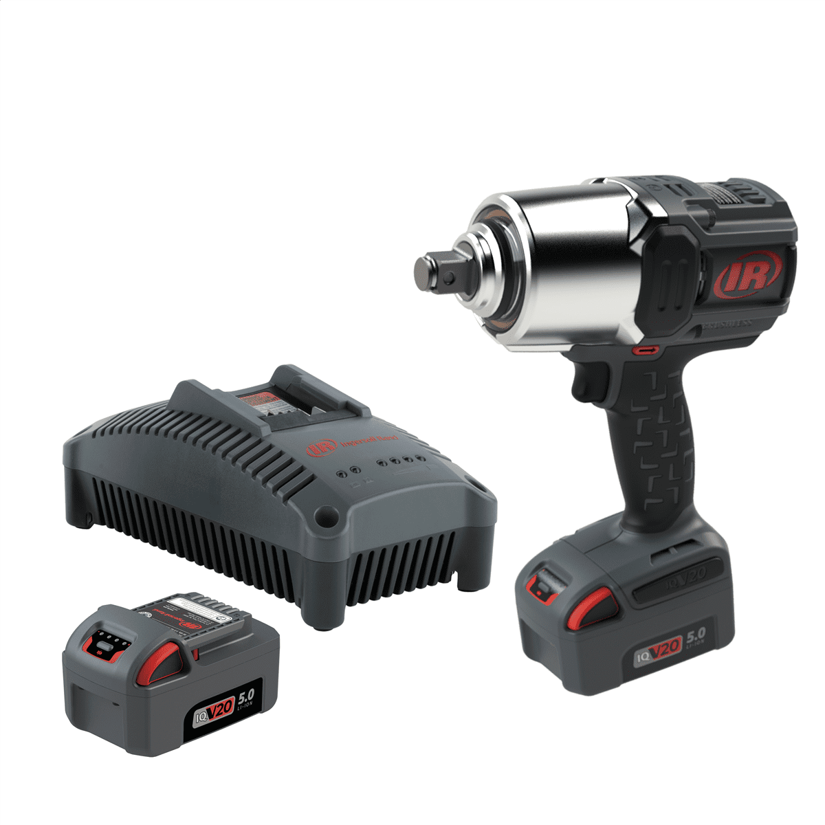 Ingersoll Rand 3/4 Inch 20V Cordless Impact Wrench 2 Battery Kit, 2000 ft-lb Torque, Friction Ring Thru-hole, Pistol Grip