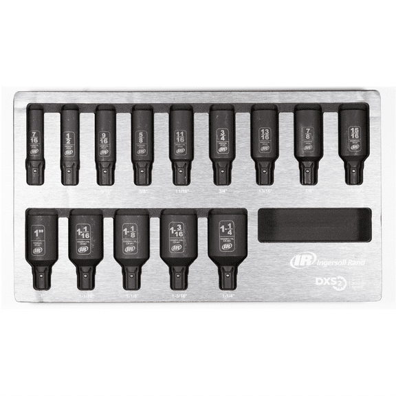 Ingersoll Rand DXS2 Drive Hex Deep SAE Impact Socket Set, 14-Piece