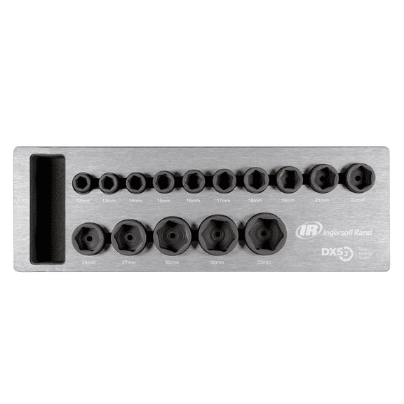 Ingersoll Rand DXS2 Drive Hex Metric Impact Socket Set, 15-Piece