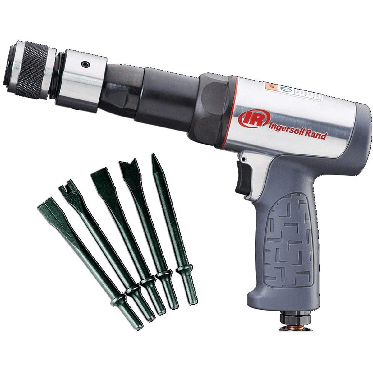 Ingersoll Rand Industrial Duty Long Barrel Air Hammer 5-Piece Chisel Set, Vibration Reduced, 2530 BPM, 3-1/2″ Stroke, 3/4″ Bore Sansujyuku sansujyuku.com