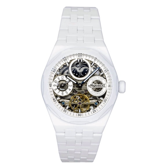 Ingersoll The Broadway Ceramic White Skeleton Dial Automatic I15103 Men's Watch