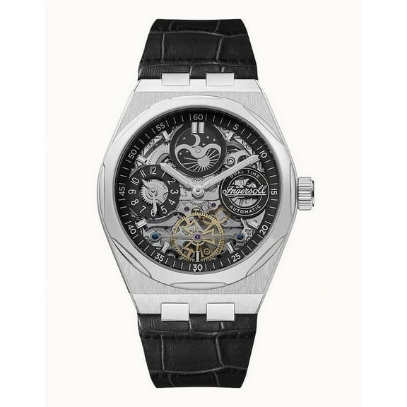 Ingersoll The Broadway Dual Time Black Skeleton Dial Automatic I12903 Men's Watch