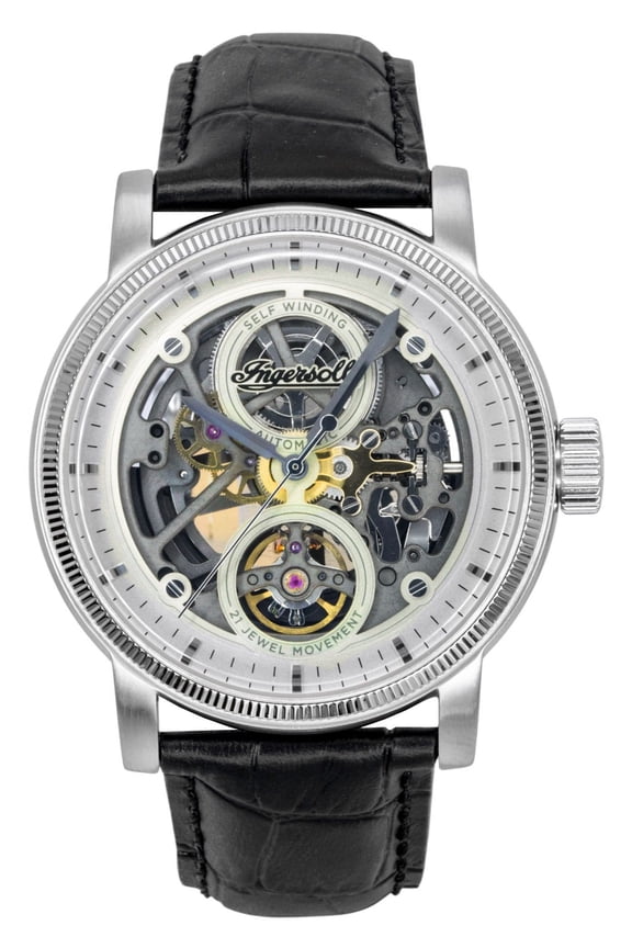 Ingersoll The Guy Leather Strap Grey Skeleton Dial Automatic I17501 Men's Watch