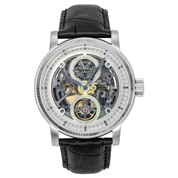 Ingersoll The Guy Leather Strap Grey Skeleton Dial Automatic I17501 Men's Watch