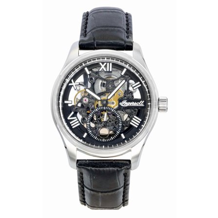 Ingersoll The Maverick Leather Strap Black Skeleton Dial Automatic I17401 Men's Watch