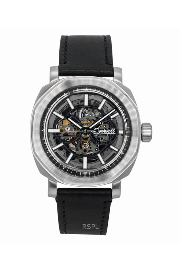 Ingersoll The Outrider Leather Strap Black Skeleton Dial Automatic I16401 Men's Watch