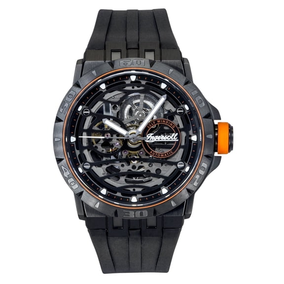 Ingersoll The Rigger Polyurethane Strap Black Skeleton Dial Automatic I17902 Men's Watch