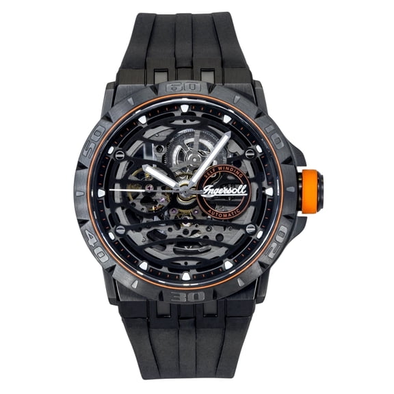 Ingersoll The Rigger Polyurethane Strap Black Skeleton Dial Automatic I17902 Men's Watch