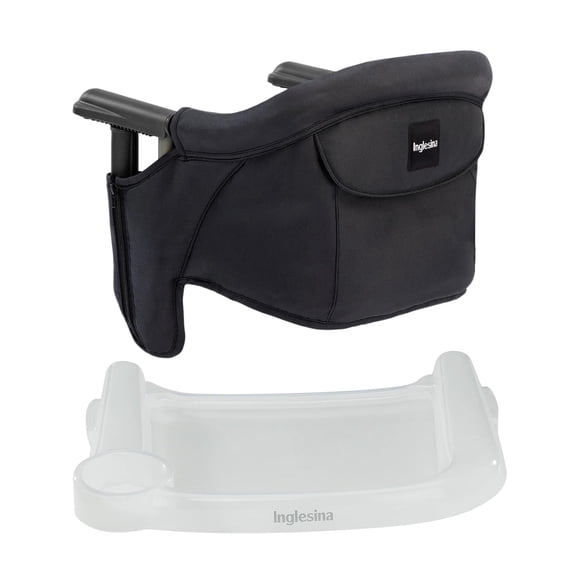 Inglesina - Fast Table Chair with Fast Tray: Hook On Portable High Chair for Babies and Toddlers, Damage Free Travel Booster Seat for Restaurant Use - Includes Snap On Tray, Black
