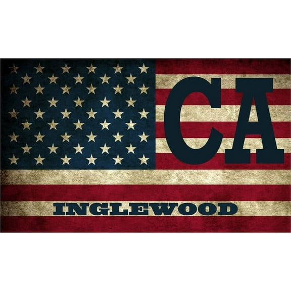 Inglewood CA California Los Angeles County Vintage US Flag Decal Bumper Sticker 3M Vinyl 3" x 5"