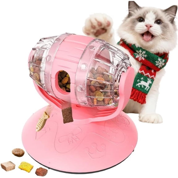 Inglocoh 2026 Interactive Cat Feeder Toy – Adjustable Rotation Speed, Treat Dispensing Puzzle, Training Accessory | Controlled Feeding Pace Design (Pink)