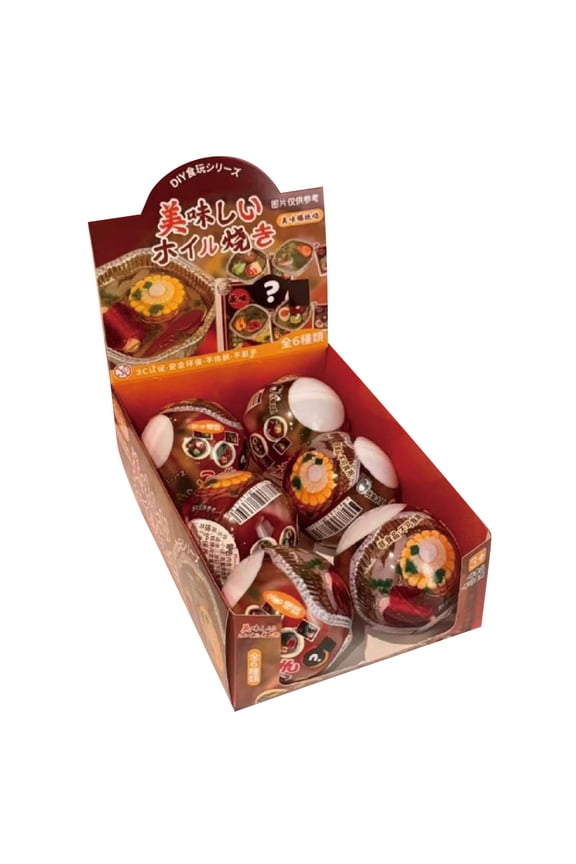 6PCS Food Toy Gacha Blind Box, DIY Food Toy Box Set - Full 6 Styles with Hidden Version, Keychain Accessories | Non-Craft Kit for Collecting, Casual DIY Fun, Boxed Set (B)