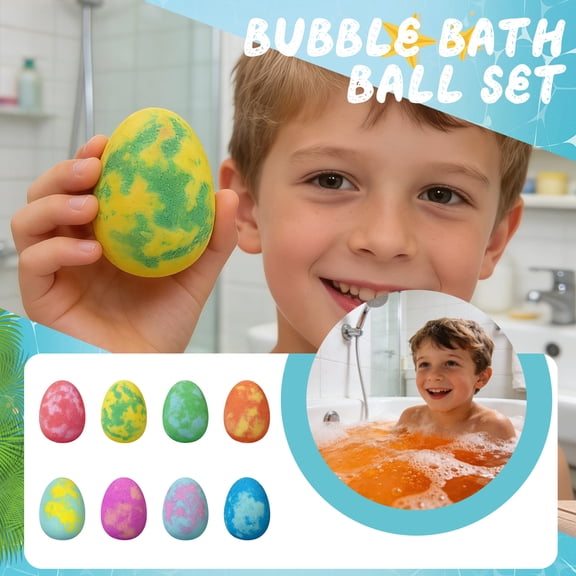 Inglocoh Bath bomb with Toys Inside, 8 Pack Easter Egg Bath bomb, Easter Gifts , Easter Basket Stuffers, Bubbles, Bath Toys , 6.35cm Egg Shape