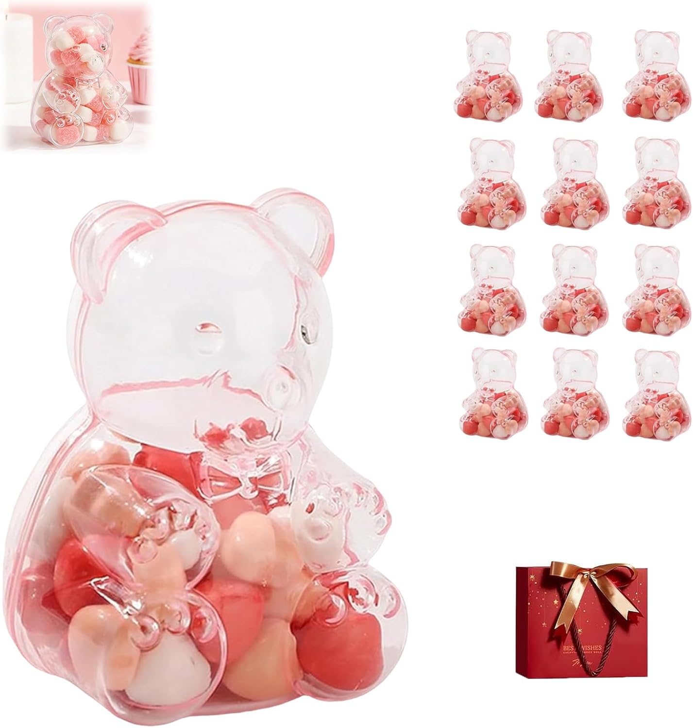 Inglocoh Gummy Bear Containers Plastic, Giant Gummy Bear Container ...