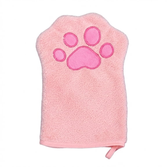 Inglocoh Soft Absorbent Pet Glove Towel for Small to Large Dogs Quick Drying Facecloth Thicken Fabric Hanging Grip Quick Absorbent Towel (Pink)