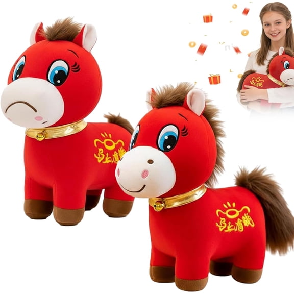 Inglocoh Year of The Horse 2026 Plush, 7.87in Funny Smiling/Crying Horse Plushie Figurine, Chinese Lunar New Year Mascot Zodiac Ornament for Home Store Tabletop Decor (Crying+Smiling)