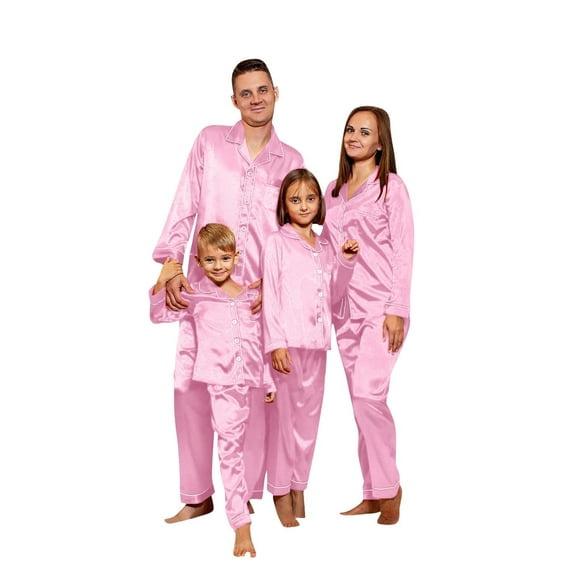 Inglocry 2026 Family Christmas Pajamas Matching Sets - Silk Satin Xmas Pjs, Long Sleeve Holiday Casual Sleepwear, Fall Winter Loungewear Pink 6 Months