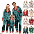 thumbnail image 1 of Inglocry 2026 Family Christmas Pajamas Sets Silk Xmas Pjs Matching Sets Soft Sleepwear for Men Women Adults Dark Green 110, 1 of 8