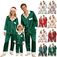 thumbnail image 1 of Inglocry 2026 Family Christmas Pajamas Sets Silk Xmas Pjs Matching Sets Soft Sleepwear for Men Women Adults Green 110, 1 of 7