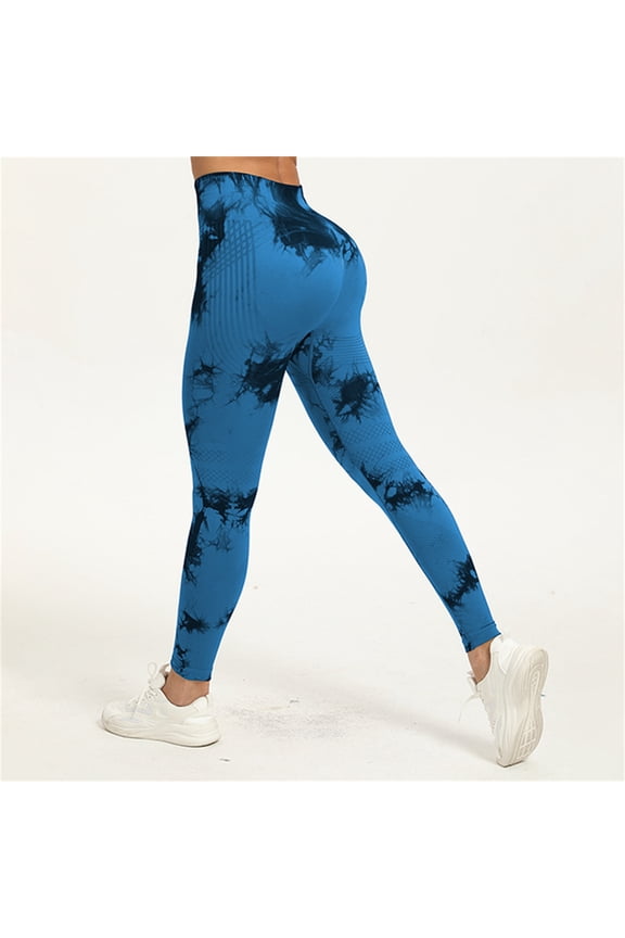 3D Compression Leggings for Women, High Waist Tummy Control Yoga Pants, Butt Lifting &Smooth Leggings Blue M