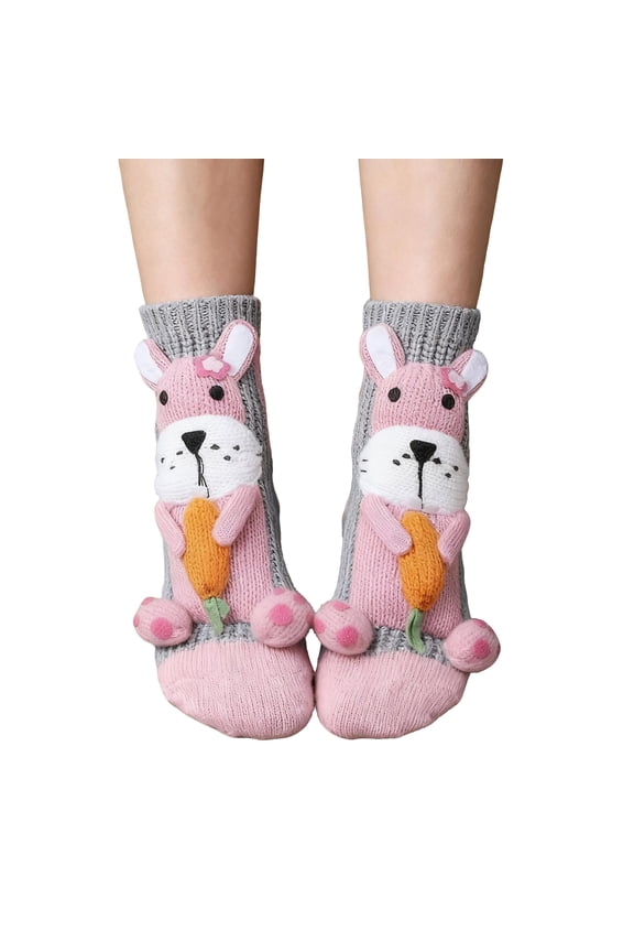 3D Knit Animal Socks for Womens and Mens Funny Long Cotton Solid Color Sock Cute Warm Fall Winter Gift Socks Light Gray 6.5 In