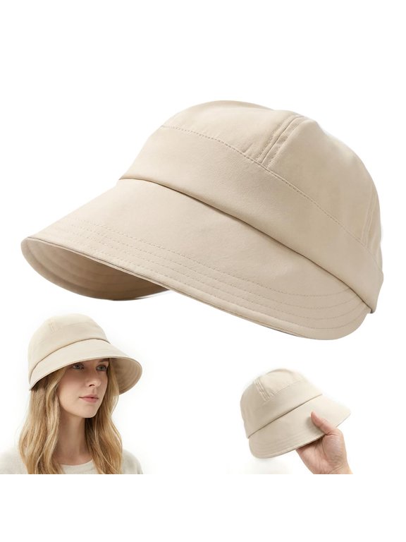 Adjustable UPF Sunscreen Baseball Hat, UPF 50+Womens Sun Hat UV Protection Hiking Fishing Hats Wide Brim Hat Adjustable Ponytail Packable Sun Cap Black 2026 Beige One Size