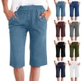 thumbnail image 1 of Inglocry Bermuda Shorts for Women 2026 High Waisted Drawstring Trendy Stretchy Denim Shorts Knee Length Cutoff Loose Fit Long Short Pants Royal Blue M, 1 of 5
