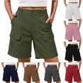 thumbnail image 1 of Inglocry Bermuda Shorts for Women Cargo Shorts Knee Length 6 Pockets Elastic Waist Long Shorts for Summer Casual Coffee XL, 1 of 7
