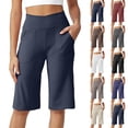 thumbnail image 1 of Inglocry Capri Pants for Women Knee Length Wide Leg Yoga Capris Dressy Casual Summer Crop Pants with Pockets 2026 Red XL, 1 of 7