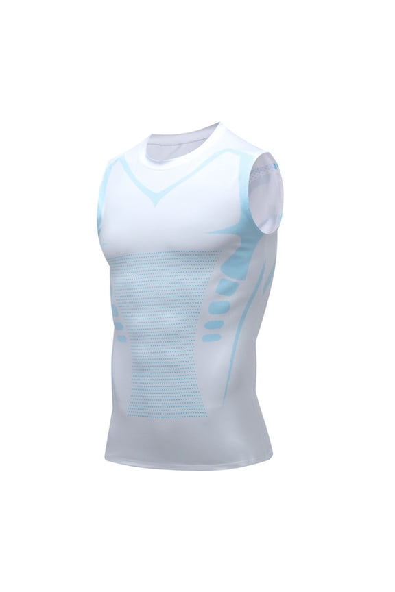 Compression Shirt, Mens Tank Tops, Slimming Body Shaper Vest, Sport Running Moisture Wicking Quick Dry Gym Shirt 1PC White M
