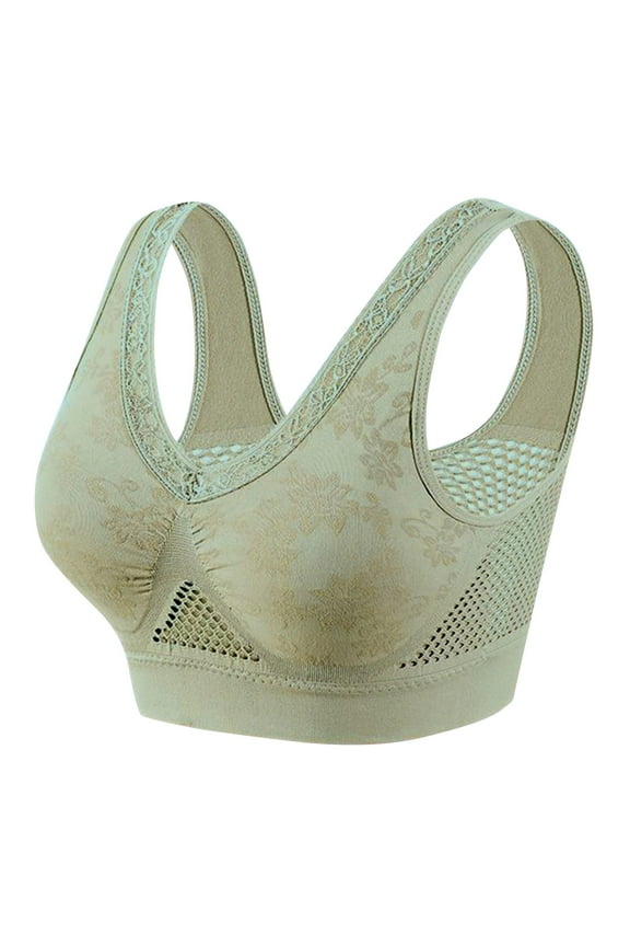 Cotton Buttonless Comfy Lifting Shaping Bras, Breathable Mesh Soft Lightweight Bra Mint Green 75BC