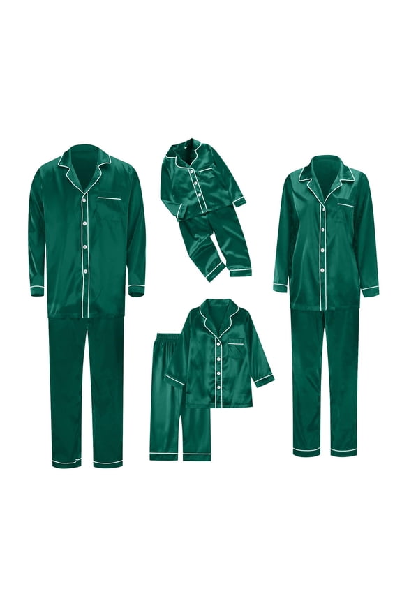 Cotton Family Christmas Pajamas Matching Sets 2025 Satin Plus Size Casual Pjs Matching Sets for Family Men Green M