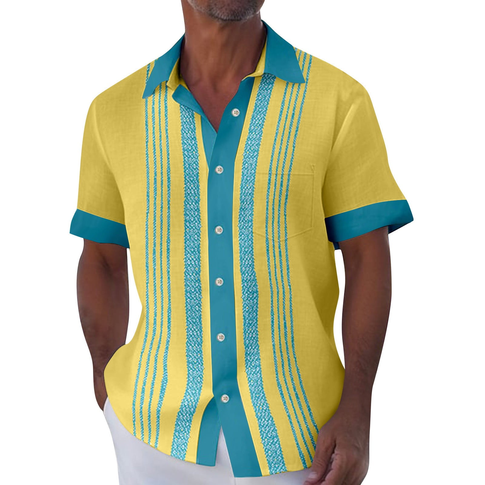Inglocry Cuban Guayabera Shirts for Men Short Sleeve Casual Button Down ...