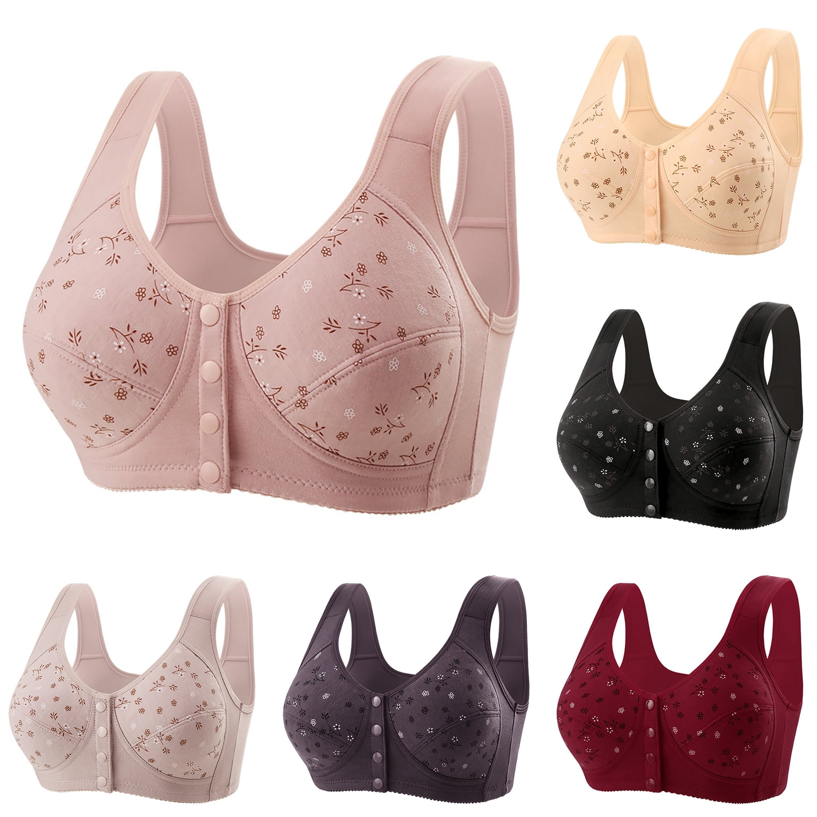 Inglocry Daisy Bras for Older Women, Comfortable Convenient Front Close ...