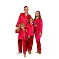 thumbnail image 1 of Inglocry Family Christmas Pajamas Matching Sets - 2025 Silk Satin Button Down Sleepwear, Long Sleeve Loungewear Red 120, 1 of 7