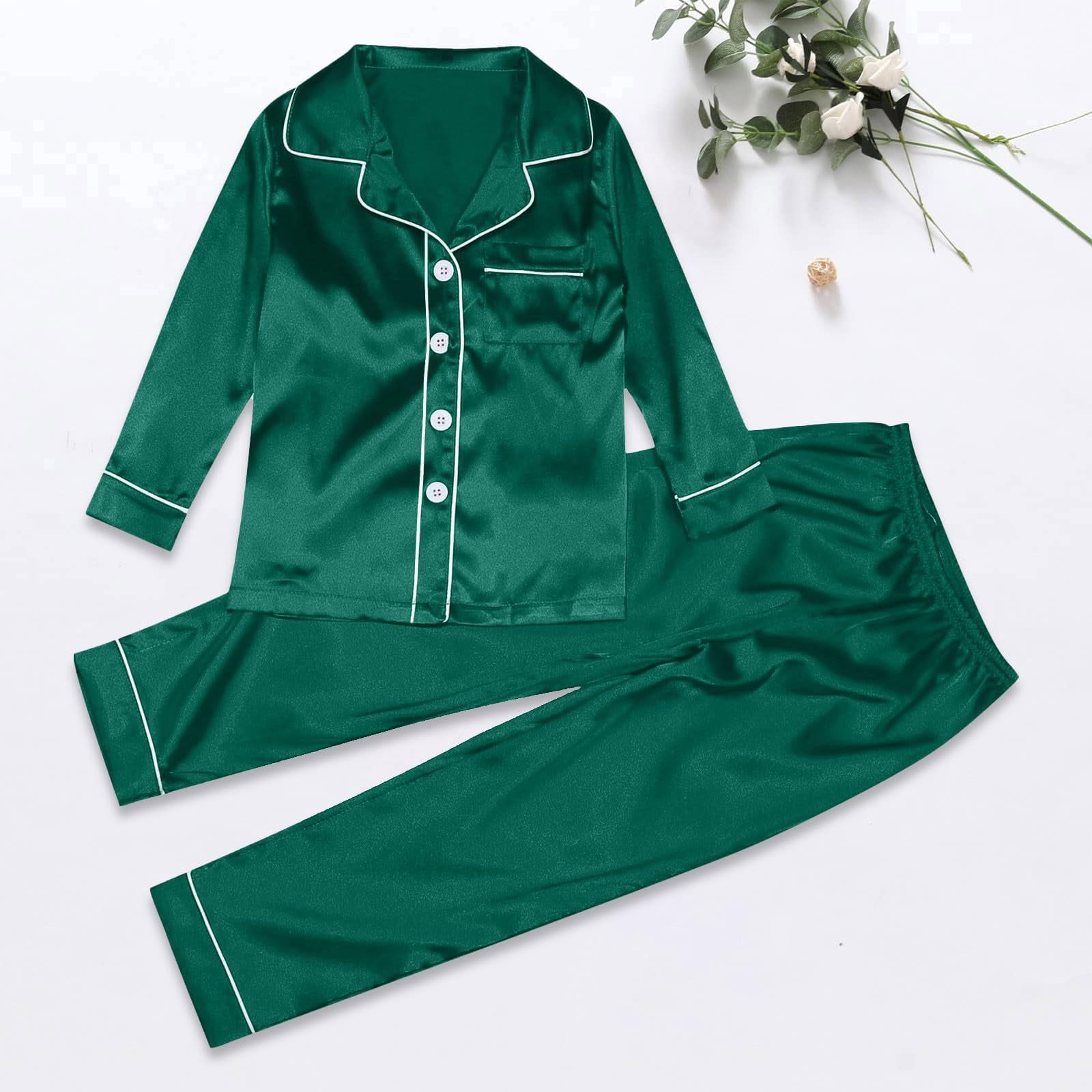 Inglocry Family Christmas Pajamas Matching Sets 2025 Silk Satin Casual ...